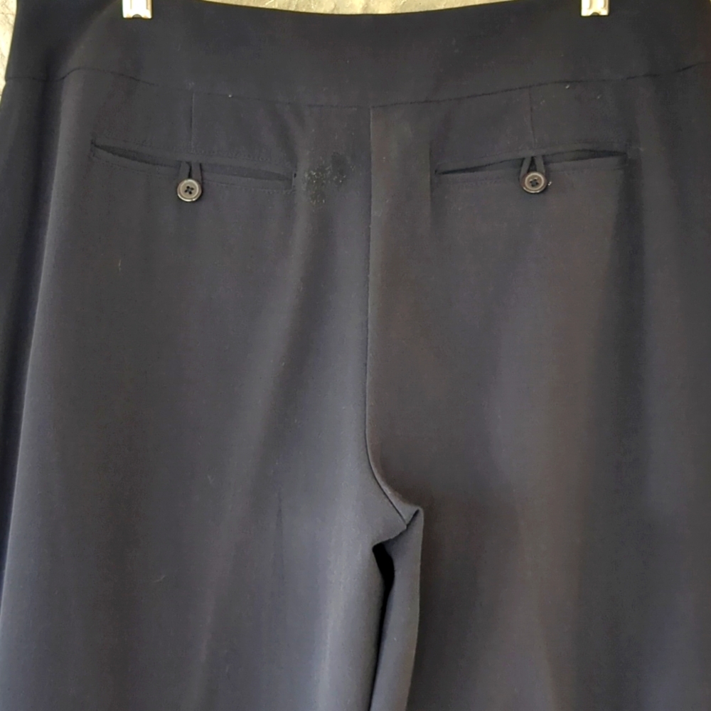 Ninety Dress Pants Trousers Y2K Zip Front, Pockets, Wide Legs Navy Blue Nautical - Picture 4 of 9